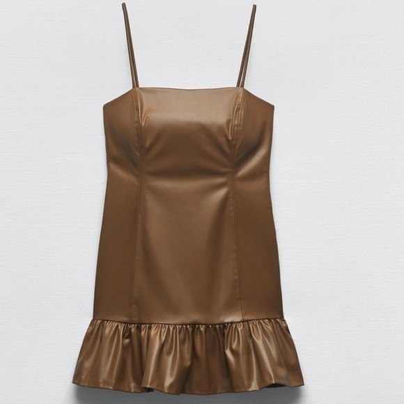 Zara Dresses & Skirts - Zara Faux Leather Mini Dress Size M